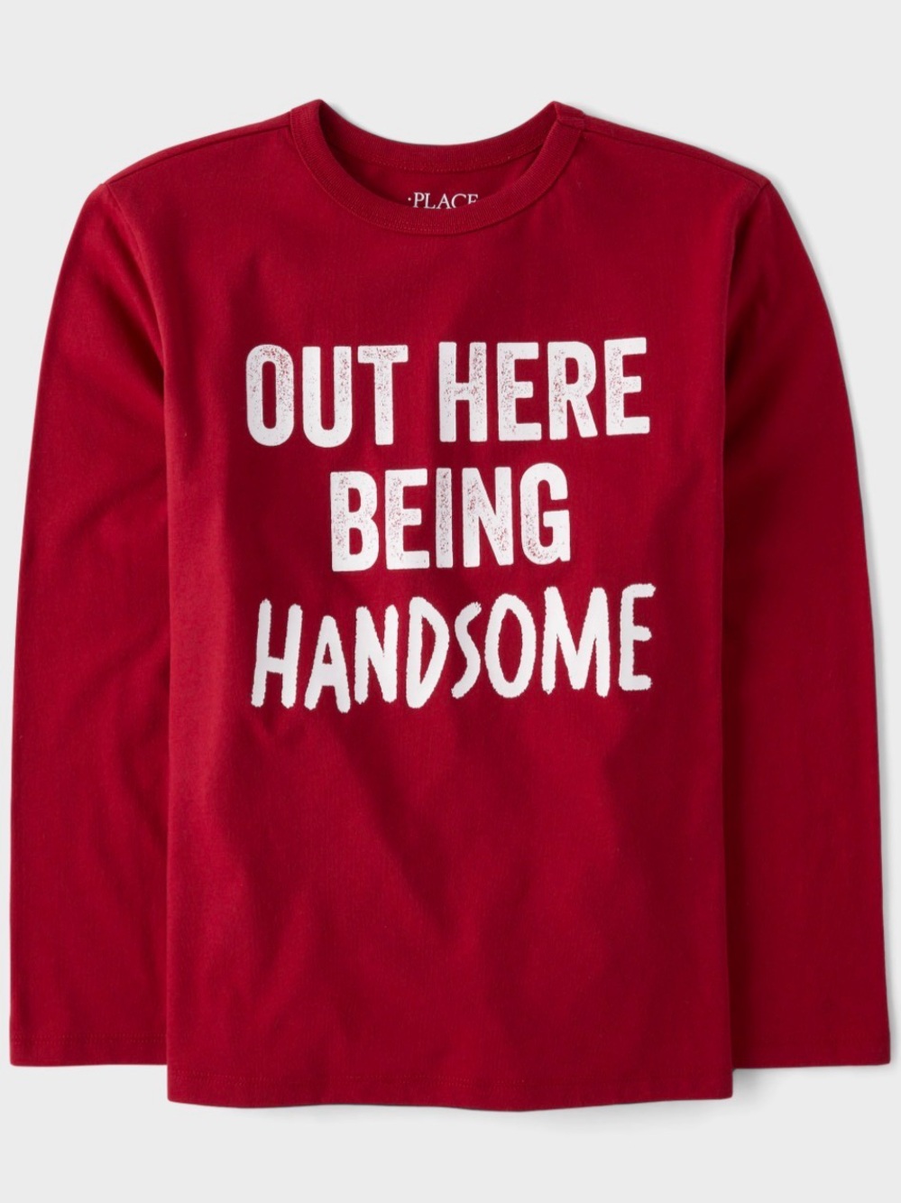 The Children's Place Red "Out Here Being Handsome" Long Sleeve Tee